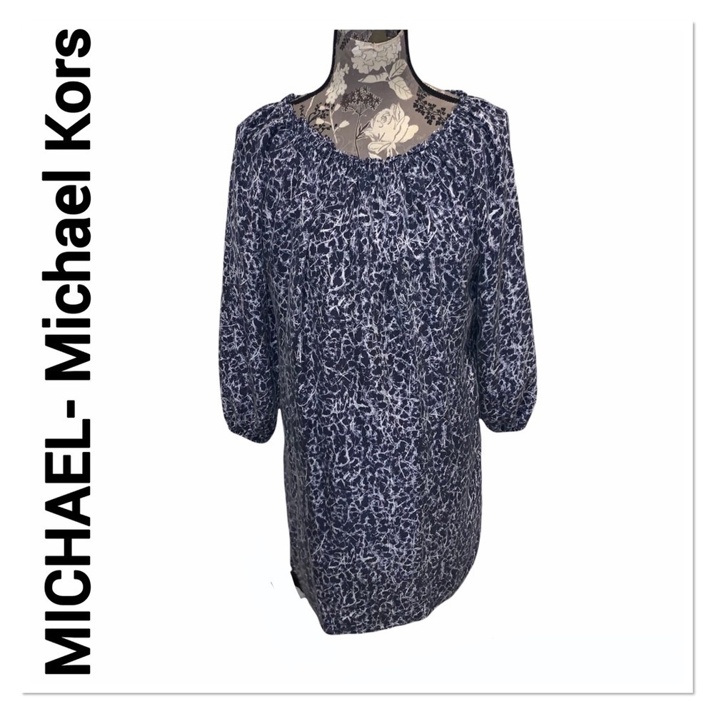 MICHAEL KORS Blue Animal Print Silk Dress size small